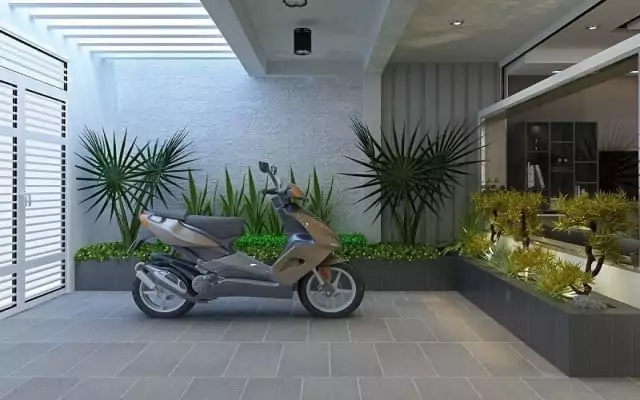 thiết kế chỗ để xe máy trong nhà